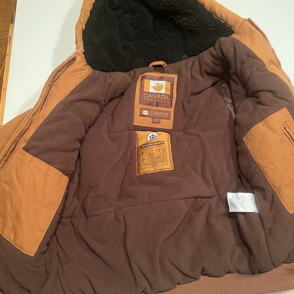 EUC Canada Workgear Kid's Wip Brown Heavy Outdoor Pocket Hood Jacket Size L - Picture 5 of 9